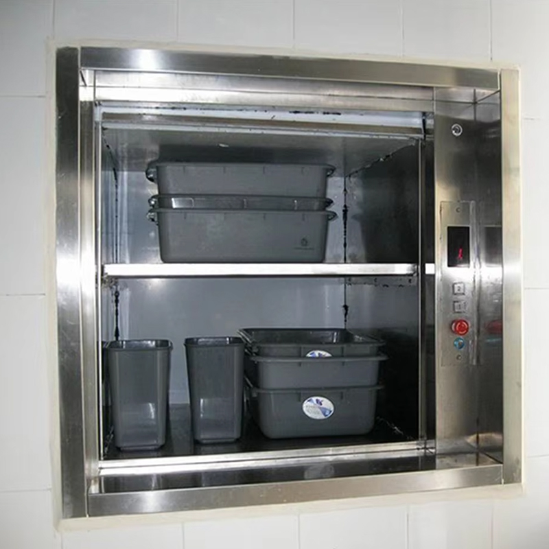 VTEF110 Restoran Servisi Yemek Asansörü Otomatik Kapı Dişlisiz Çekiş AC Sürücü PVC Zemin Oteller için Dayanıklı Kasa Villalar Mutfaklar
