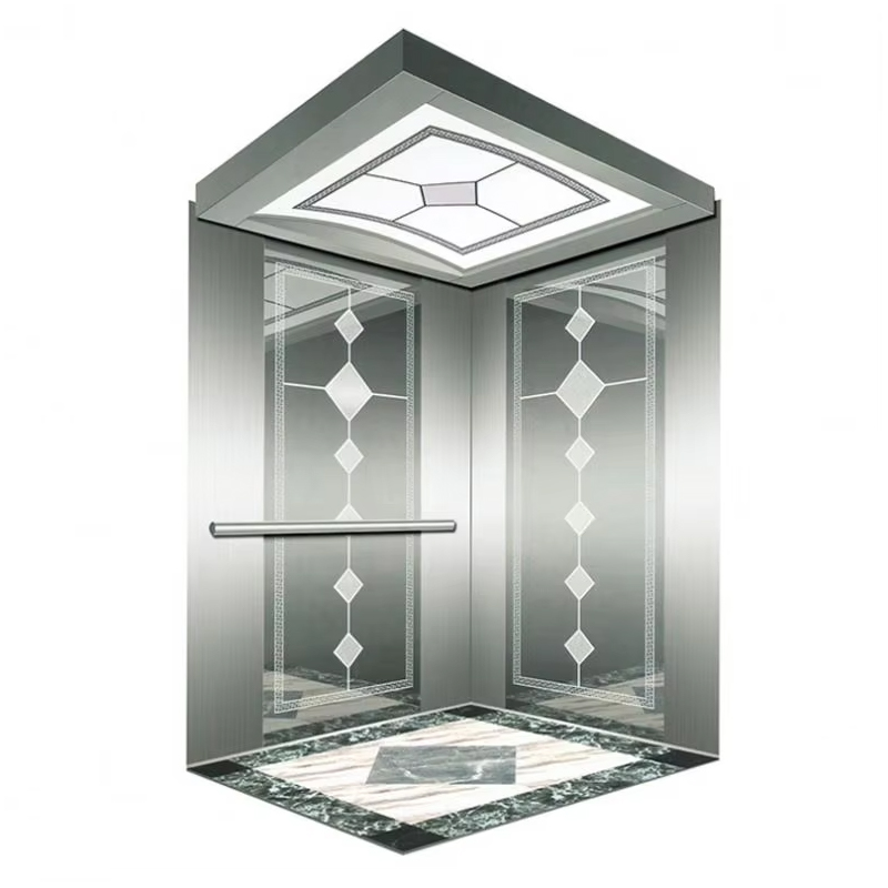 VTSP134 Enerji Verimli LED Tavanlı Paslanmaz Çelik Konstrüksiyonlu Yolcu Asansör Kabini ISO9001 Sertifikalı 1 Yıl Garanti