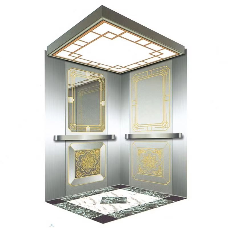 VTSP134 Enerji Verimli LED Tavanlı Paslanmaz Çelik Konstrüksiyonlu Yolcu Asansör Kabini ISO9001 Sertifikalı 1 Yıl Garanti