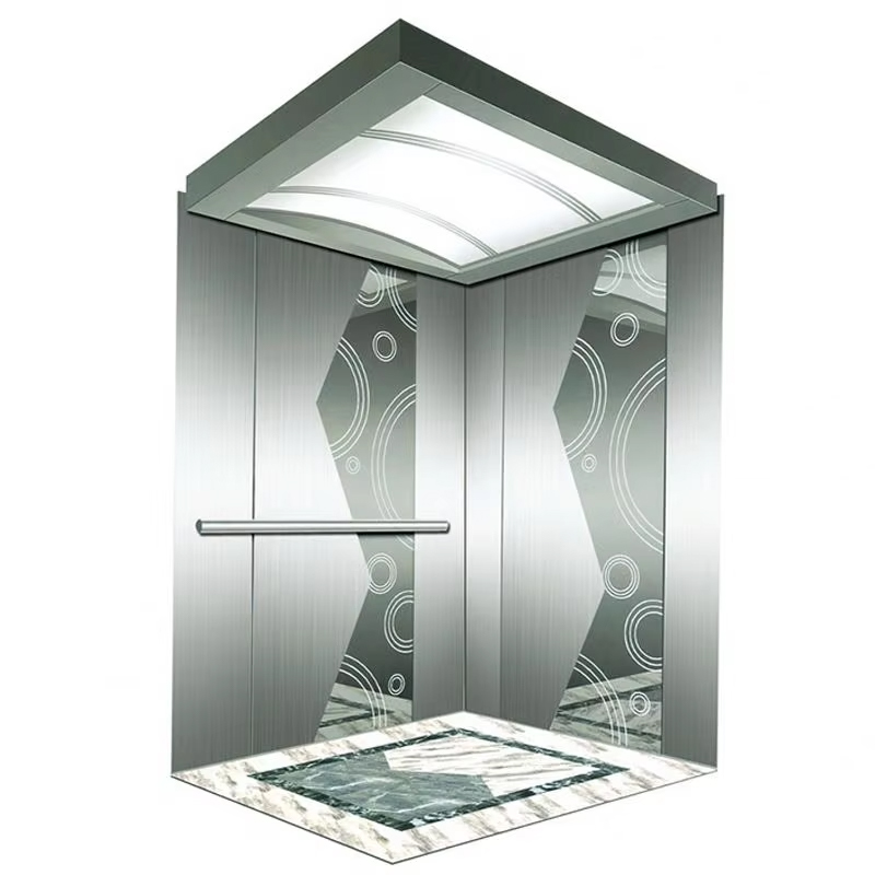 VTSP134 Enerji Verimli LED Tavanlı Paslanmaz Çelik Konstrüksiyonlu Yolcu Asansör Kabini ISO9001 Sertifikalı 1 Yıl Garanti